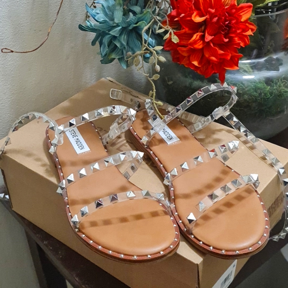 Steve madden clear studded sandals
